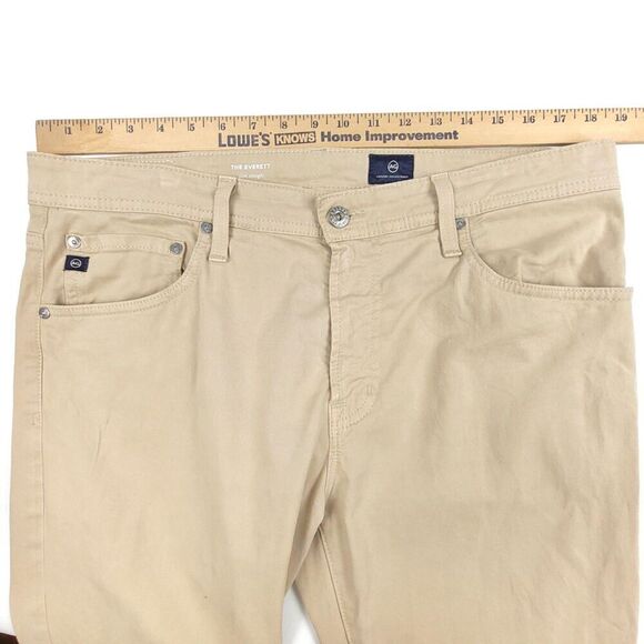 ADRIANO GOLDSCHMIED Everett Slim Straight Sueded Jeans Khaki Beige Mens 34 x 31 - Picture 3 of 11